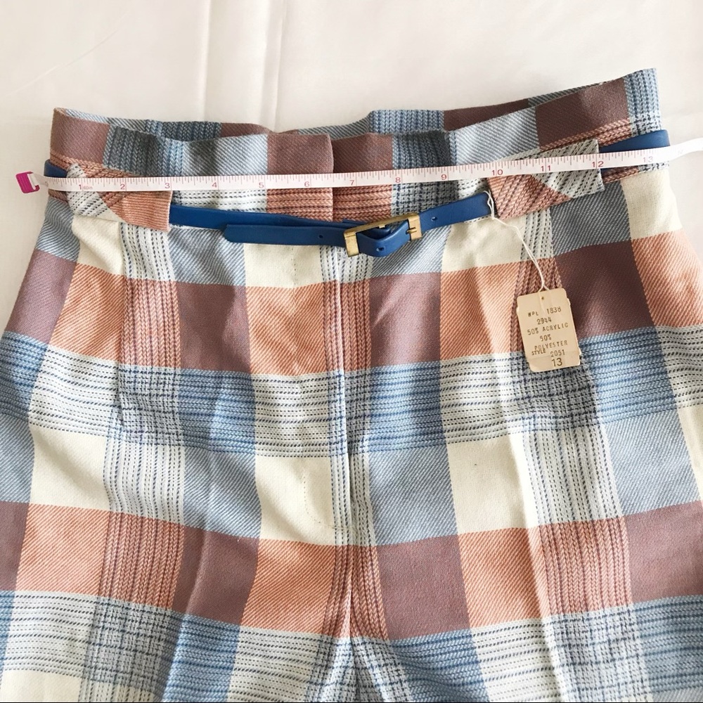 *NEW Vintage Plaid Belted Pants Size 26 - Picture 2 of 6